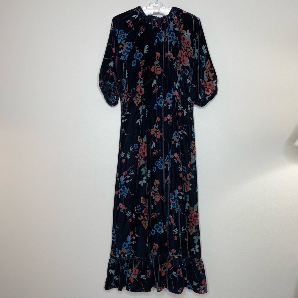 Sea New York Floral Velvet Midi Dress - Black and Blue - Picture 10 of 11